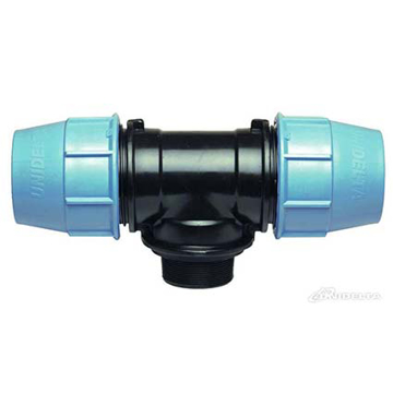 PP kompresioni T komad  sa spoljnim navojem Unidelta za PE cevi